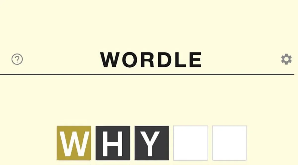 Wordle puzzle grid with a partly filled guess row