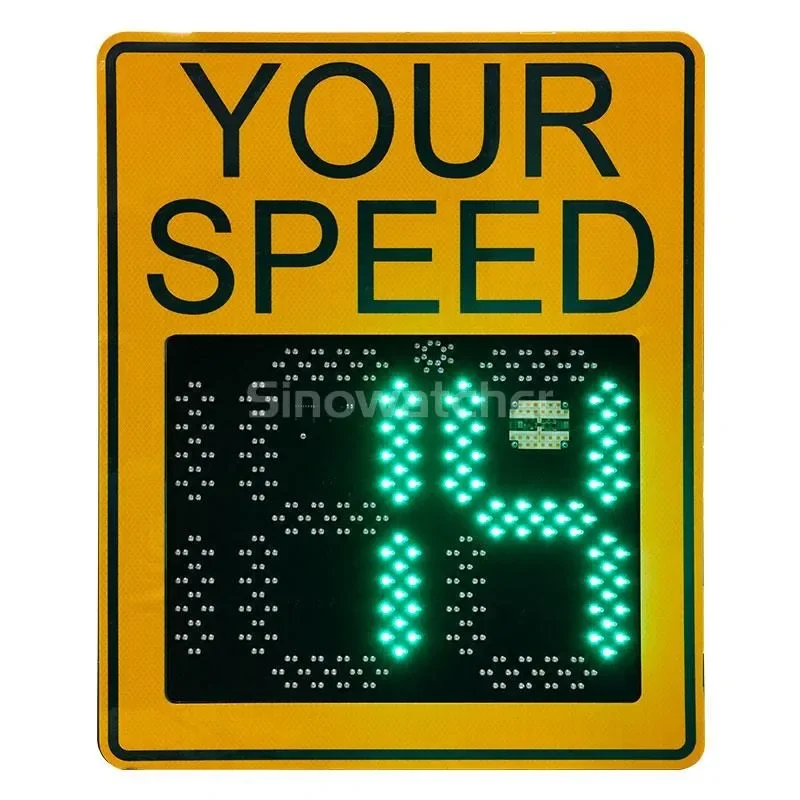 Radar speed feedback sign showing a driver their current speed